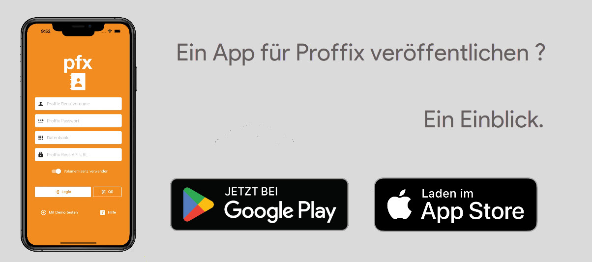 App für Proffix veröffentlichen